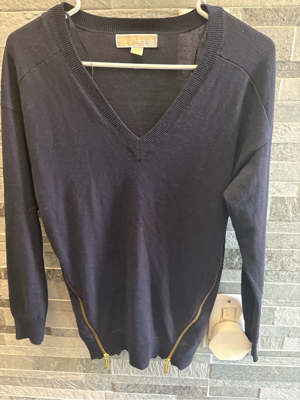 Michael Kors V-Neck Sweater with Zip Details